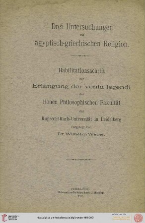 Drei Untersuchungen zur ägyptisch-griechischen Religion