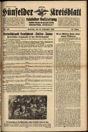 Ausgabe vom Samstag, den 28. September 1940.