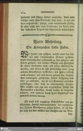 Vierte Abtheilung. Die Kennzeichen dieser Fieber