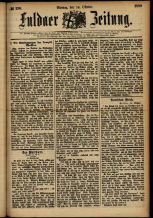 Ausgabe vom Montag, den 14. Oktober 1889.
