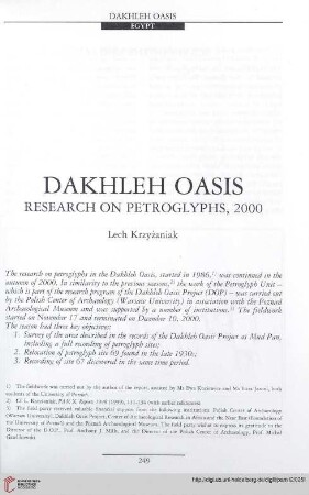 12: Dakhleh Oasis : research on petroglyphs, 2000