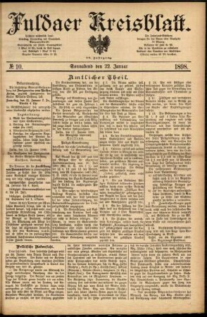 Erste Ausgabe vom Samstag, den 22. Januar 1898.