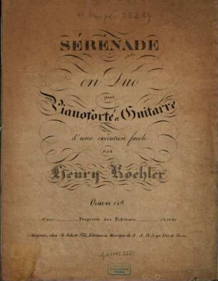 Sérénade en duo : pour pianoforté et guitarre d'une exécution facile : oeuvre 149