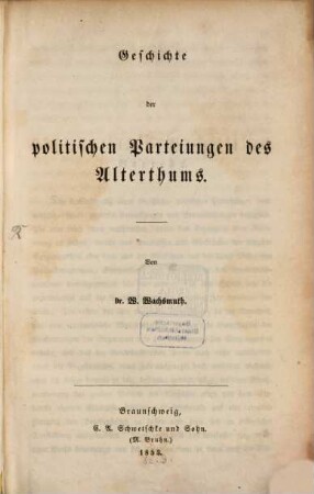 Geschichte der politischen Parteiungen alter und neuer Zeit, 1