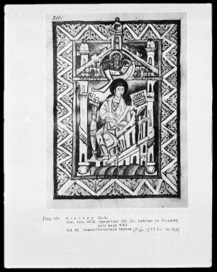 Evangeliar aus Sankt Andreas in Freising — Evangelistenbild Markus, Folio 65recto