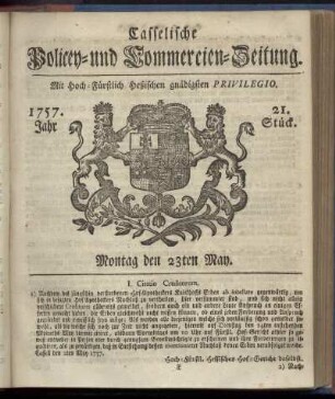 21. Stueck, Montag den 23ten May 1757
