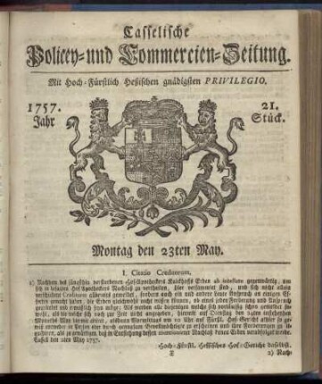 21. Stueck, Montag den 23ten May 1757