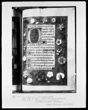 Gebetbuch mit Kalendarium — Initiale O und Vollbordüre, Folio 170recto