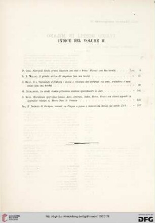 Indice del Volume II