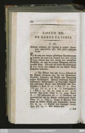 Locus XII. De Rebus Ultimis.