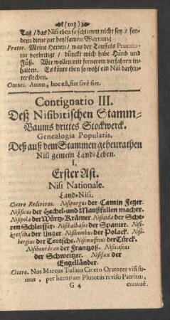 Contignatio III. Deß Nisibitischen Stamm-Baums drittes Stockwerck. Genealogia Popularis.