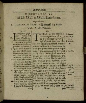 Disputatio XV. ad Lib. XXVI. - XXVII. Pandectarum