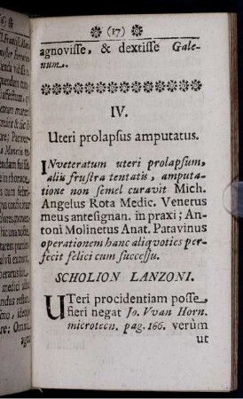 IV. Uteri prolapsus amputatus