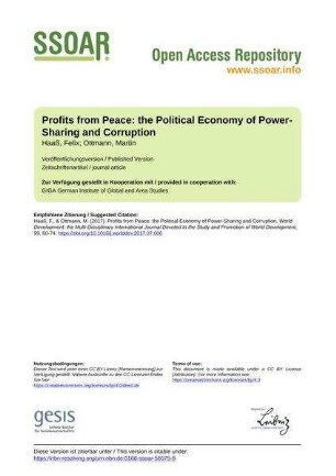 Profits from Peace: the Political Economy of Power-Sharing and Corruption
