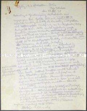 Handschriftliches Protokoll einer Mitgliederversammlung der Künstlervereinigung "Die Abstrakten" - Sachkonvolut