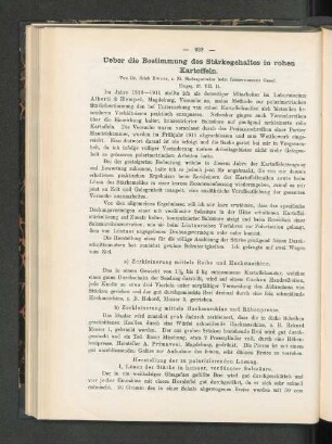 Ueber die Bestimmung des Stärkegehalts in rohen Kartoffeln