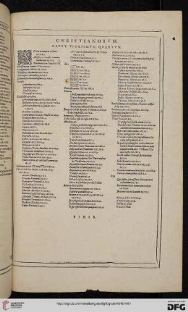 Septimae partis vnicum Caput continet Christiana
