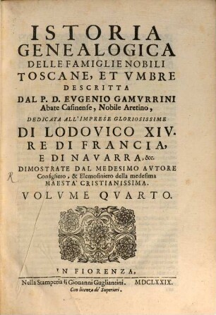 Istoria genealogica delle famiglie nobili Toscane et Umbre, 4