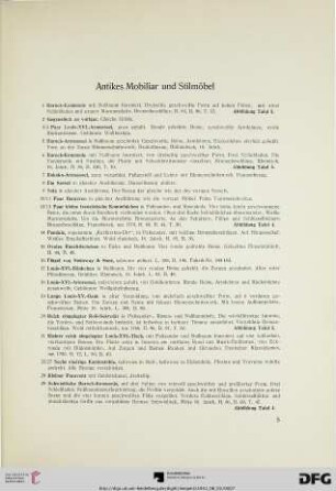 Antikes Mobiliar und Stilmöbel (Nr. 1-127)