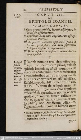 Caput VIII. De Epistolis Ioannis