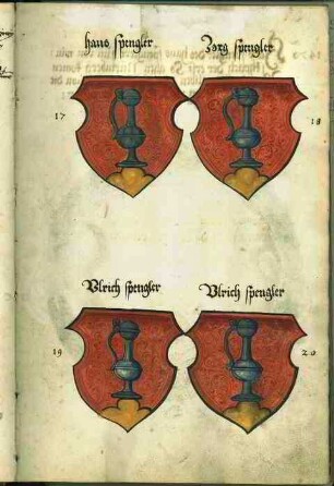 (17) Hans Spengler, (18) Jorg Spengler, (19) Ulrich Spengler und (20) Urlich Spengler