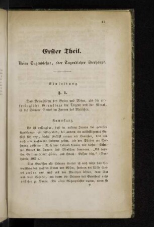 Erster Theil. Reine Tugendjahre, oder Tugendjahre überhaupt.