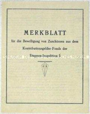 Merkblatt für die Bewilligung von Zuschüssen aus dem Kontributionsgelder-Fonds mit Muster für einen Bewilligungsantrag