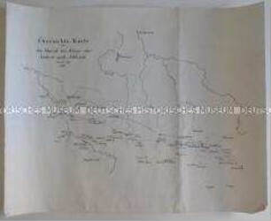 Übersichtskarte für den Marsch des Königs aus Sachsen nach Schlesien Anfang Mai 1761