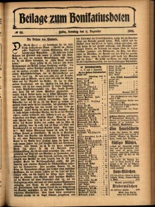 Zweite Ausgabe vom Sonntag, den 11. Dezember 1904.