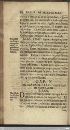 Cap. X De Marschallo Hassiae Hereditario