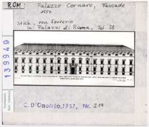 Rom: Palazzo Cornaro, Fassade, Stich von Ferrerio