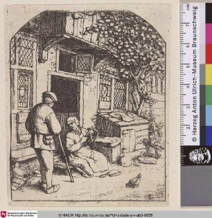 [Die Garnweiferin; The woman windung upon a reel; La dévideuse à la porte de sa maison]