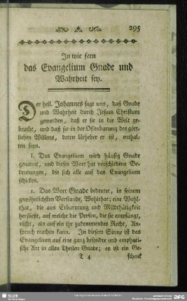 In wie fern das Evangelium Gnade und Wahrheit sey