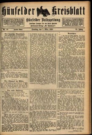 Zweite Ausgabe vom Samstag, den 07. März 1925.