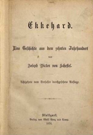Ekkehard : eine Geschichte aus dem zehnten Jahrhundert