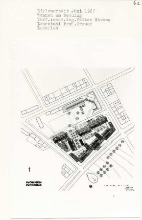 Wohnen am Wedding, Berlin-Wedding (Diplomarbeit bei Willy Kreuer): Lageplan 1:500