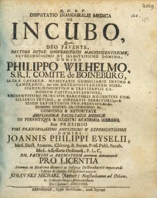 Disputatio Inauguralis Medica De Incubo