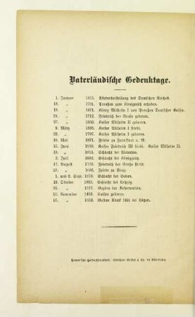 Vaterländische Gedenktage