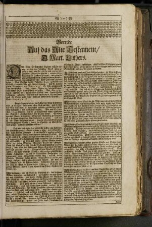 Vorrede Auf das Alte Testament/ D. Mart. Luthers.