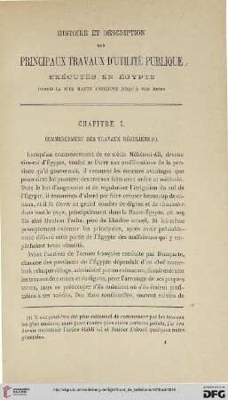 Chapitre I: Commencement des travaux réguliers