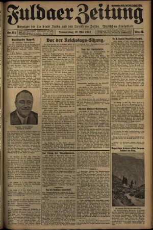 Erste Ausgabe vom Donnerstag, den 18. Mai 1933.
