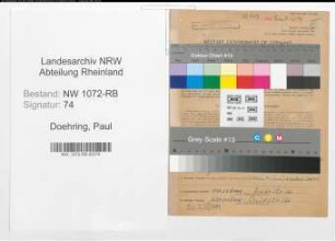 Entnazifizierung Paul Doehring , geb. 06.09.1907 (Metzger)
