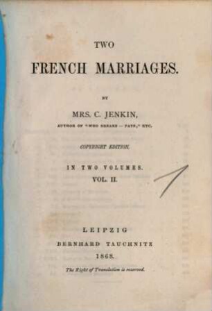 Two French marriages, 2