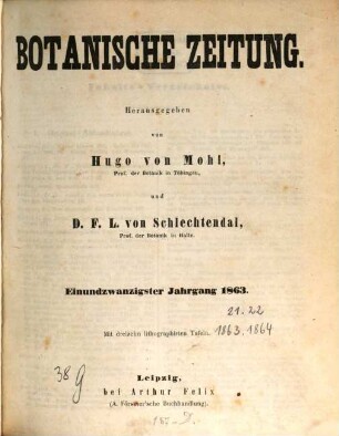 Botanische Zeitung. 21. 1863