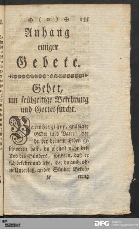 Anhang einiger Gebete.