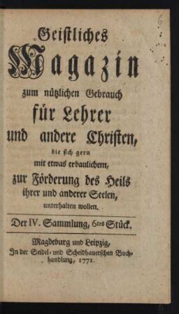 Der IV. Sammlung, 6tes Stück.
