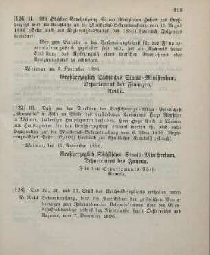 127. Ministerial-Bekanntmachung, betreffend Wechsel in der Hauptagentur der Versicherungs-Aktien-Gesellschaft "Rhenania" in Köln