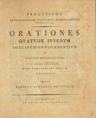 1794, Oktober: Ad Orationes ... Juvenum In Gymnasio Nostro Illustri ... Habendas Invitat