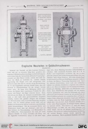 Englische Neuheiten in Goldschmuckwaren