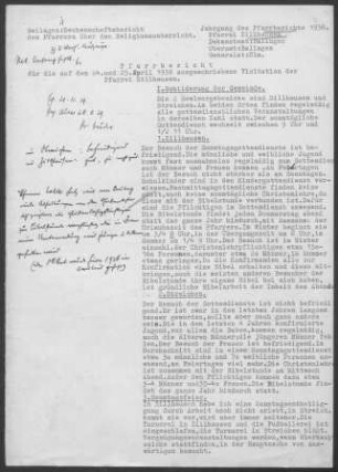 Zillhausen-Streichen: Pfarrbericht 1938